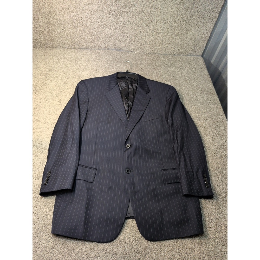 Joseph Abboud Mens 44S Navy Blue Pinstripe Super 120s Wool 2-Button Suit Jacket
